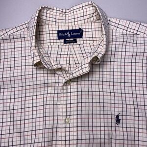 90s Ralph Lauren Shirt XXL Mens L/S Button Down Blake Off White Multicolor Check